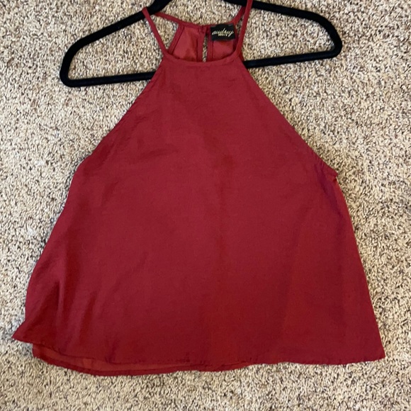 Size small, red halter, silky top - Picture 1 of 3